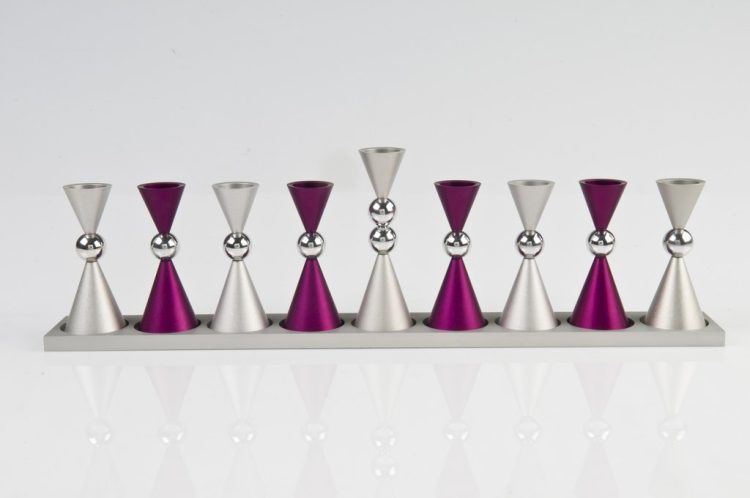 Contemporary Mini Ball Menorah - Purple - Baltinester Jewelry