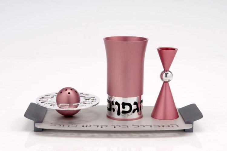 Contemporary Aluminium Havdalah Set - Pink - Baltinester Jewelry
