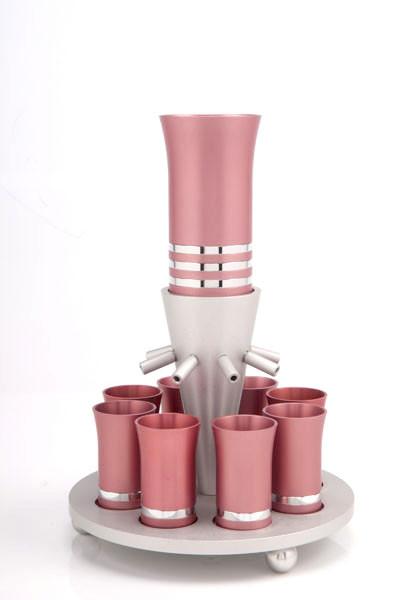 Kiddush Cup Wine Fountain Set for 8 - Pink - Baltinester Jewelry