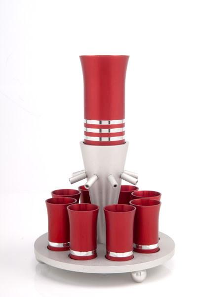 Kiddush Cup Wine Fountain Set for 8 - Red - Baltinester Jewelry