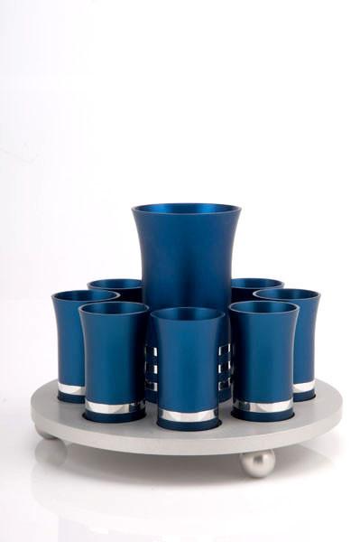 Kiddush Cup Set for 8 - Blue - Baltinester Jewelry