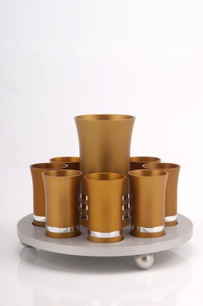 Kiddush Cup Set for 8 - Gold - Baltinester Jewelry
