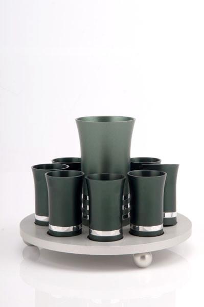 Kiddush Cup Set for 8 - Green - Baltinester Jewelry