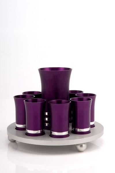 Kiddush Cup Set for 8 - Purple - Baltinester Jewelry