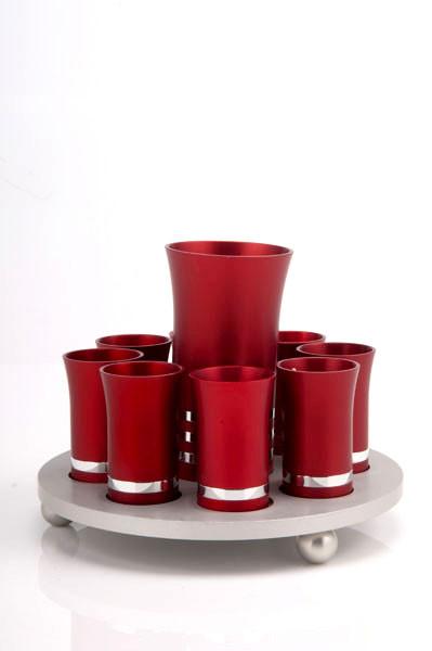 Kiddush Cup Set for 8 - Red - Baltinester Jewelry