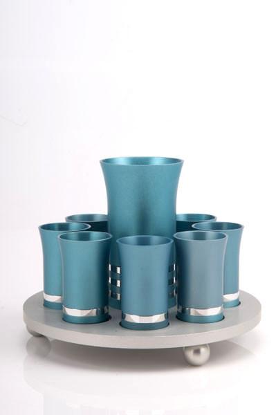 Kiddush Cup Set for 8 - Teal - Baltinester Jewelry