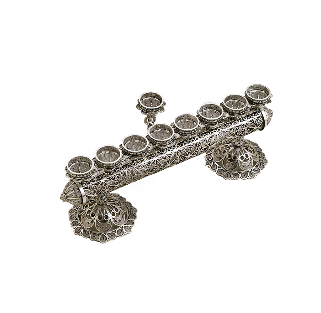 Silver Filigree Log Menorah - Baltinester Jewelry