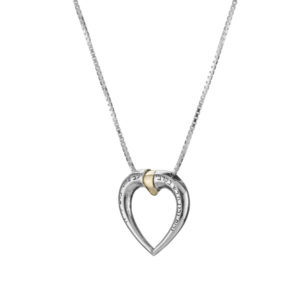 Unified Heart Silver and Gold Hebrew Pendant - Baltinester Jewelry