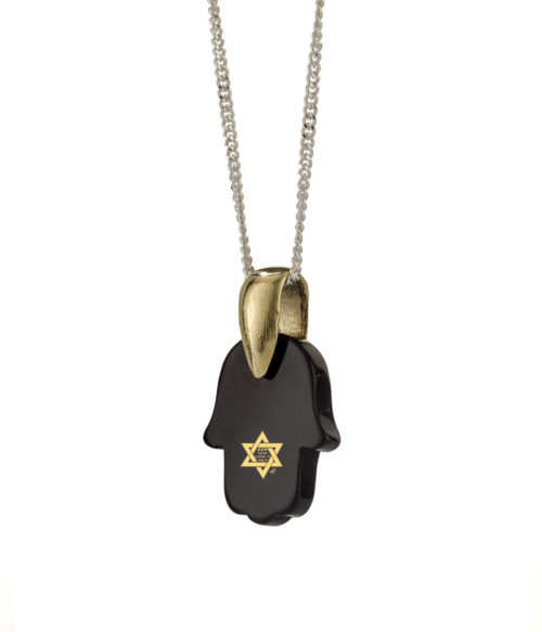 Onyx Hamsa Pendant Shema Yisrael 2 - Baltinester Jewelry
