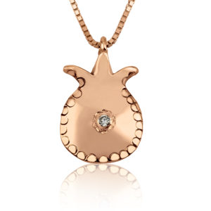 14k Rose Gold Diamond Pomegranate Pendant - Baltinester Jewelry