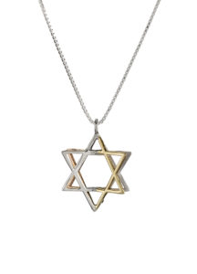 Silver & Two Tone Gold 3D Magen David Pendant - Baltinester Jewelry