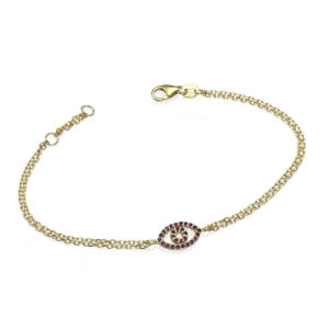 Reversible 14k Yellow Gold Diamond & Ruby Evil Eye Bracelet - Baltinester Jewelry
