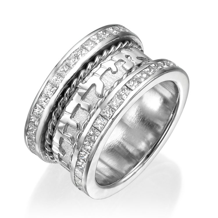 14k White Gold Diamond Braid Design Wedding Ring - Baltinester Jewelry
