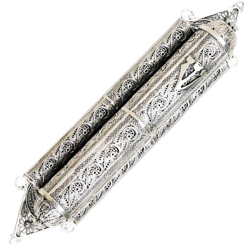 Sterling Silver Filigree Scroll Mezuzah Case - Baltinester Jewelry