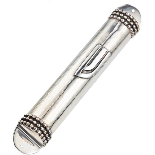 Hammered Silver Dotted Mezuzah - Baltinester Jewelry