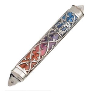 Enamel Multicolored Sterling Silver Mezuzah Case - Baltinester Jewelry