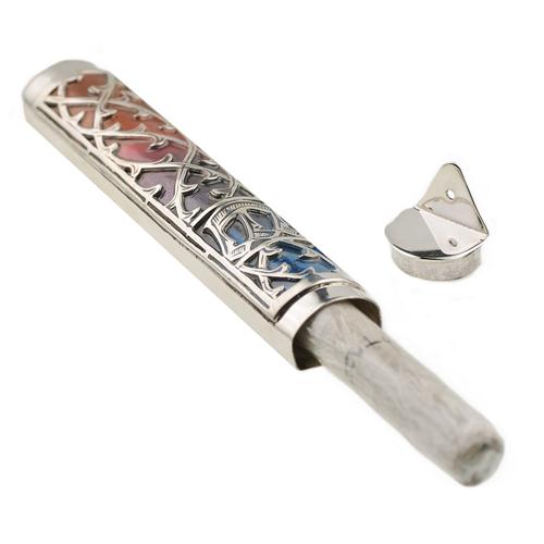 Enamel Multicolored Sterling Silver Mezuzah Case 2 - Baltinester Jewelry
