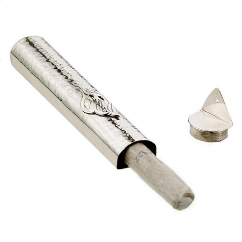 Hammered Sterling Silver Domed Mezuzah Case 2 - Baltinester Jewelry