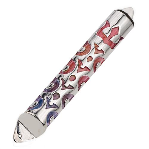 Silver Enamel Colored Mezuzah Case - Baltinester Jewelry