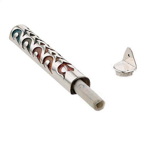 Silver Enamel Colored Mezuzah Case 2 - Baltinester Jewelry