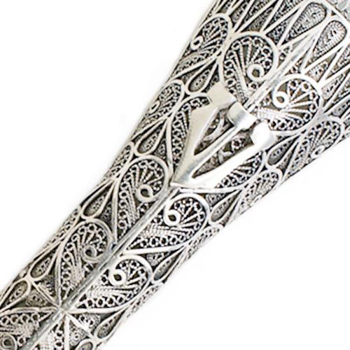 Silver Filigree Curved Mezuzah Case 4 - Baltinester Jewelry