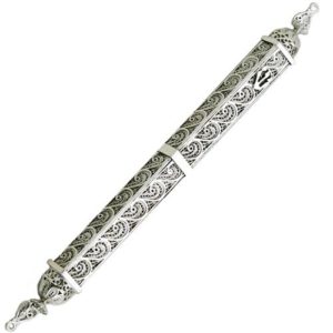 Sterling Silver Triangular Filigree Mezuzah Case - Baltinester Jewelry