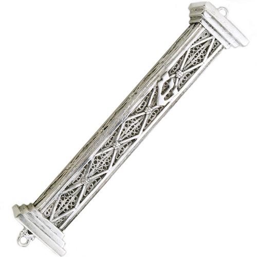 Sterling Silver Rectangular Filigree Mezuzah - Baltinester Jewelry