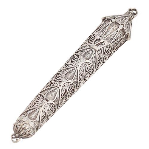 Silver Filigree Cone Shaped Mezuzah - Baltinester Jewelry