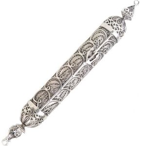 Sterling Silver Round Filigree Mezuzah Case - Baltinester Jewelry