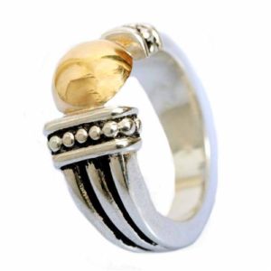 Silver and Gold Dome Yemenite Ring - Baltinester Jewelry