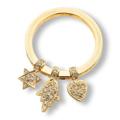 14k Gold Diamond Charm Ring - Baltinester Jewelry