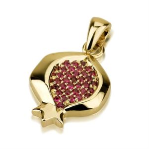 Ruby Pomegranate Pendant 14k Gold - Baltinester Jewelry