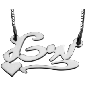 Silver Underline Side Heart Script Hebrew Name - Baltinester Jewelry
