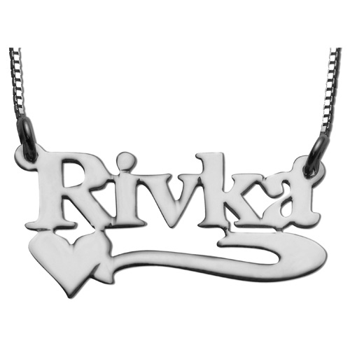 Silver Heart Underline Block Name Necklace - Baltinester Jewelry