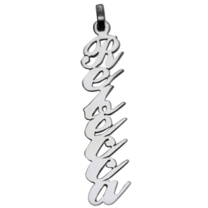Vertical Silver Script Name Pendant - Baltinester Jewelry