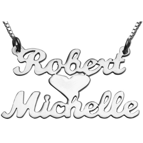 Silver Lovers Heart Name Necklace - Baltinester Jewelry
