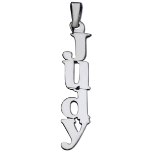 Vertical Silver Block Letters Name Pendant - Baltinester Jewelry