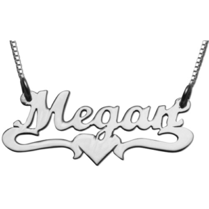 Silver Underline Middle Heart Script Name Necklace - Baltinester Jewelry