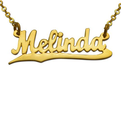 Gold Plated Underlined Script Name Necklace - Baltinester Jewelry