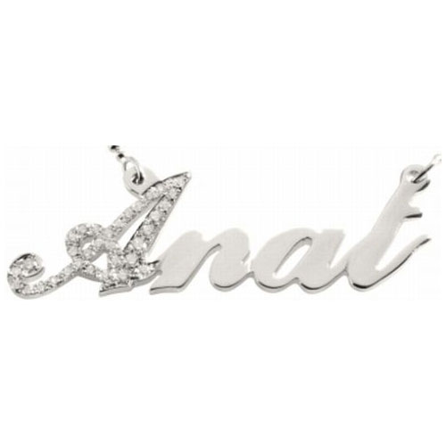 Diamond and 14k White Gold Script Name Necklace - Baltinester Jewelry