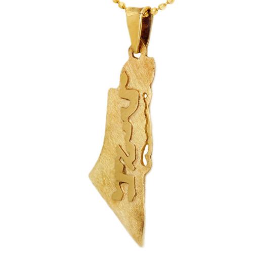 14k Gold Map Of Israel Name Pendant - Baltinester Jewelry