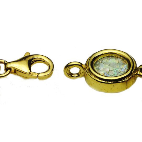 14k Gold Circles Roman Glass Bracelet 4 - Baltinester Jewelry