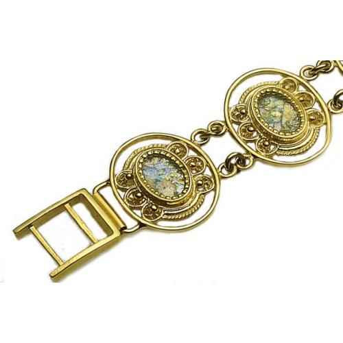 14k Gold Roman Glass Yemenite Bracelet 3 - Baltinester Jewelry