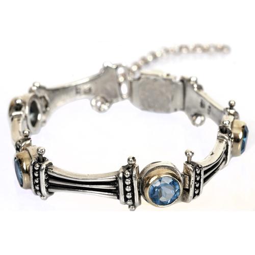Silver and Gold Blue Topaz Bracelet - Baltinester Jewelry