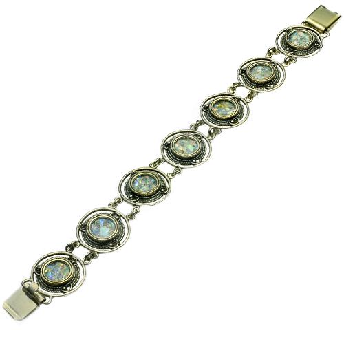 Sterling Silver Filigree Roman Glass Bracelet - Baltinester Jewelry