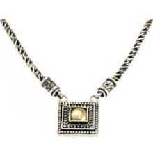 Silver and Gold Yemenite Pendant Necklace - Baltinester Jewelry