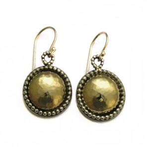 Silver and 14k Hammered Gold Yemenite Earrings - Baltinester Jewelry