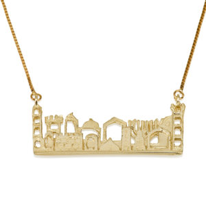 City of Jerusalem Cutout 14k Yellow Gold Pendant - Baltinester Jewelry