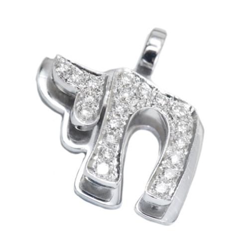 18k White Gold Diamond Hai Pendant - Baltinester Jewelry