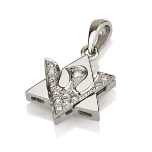 18k White Gold Shin Diamond Star of David Pendant - Baltinester Jewelry